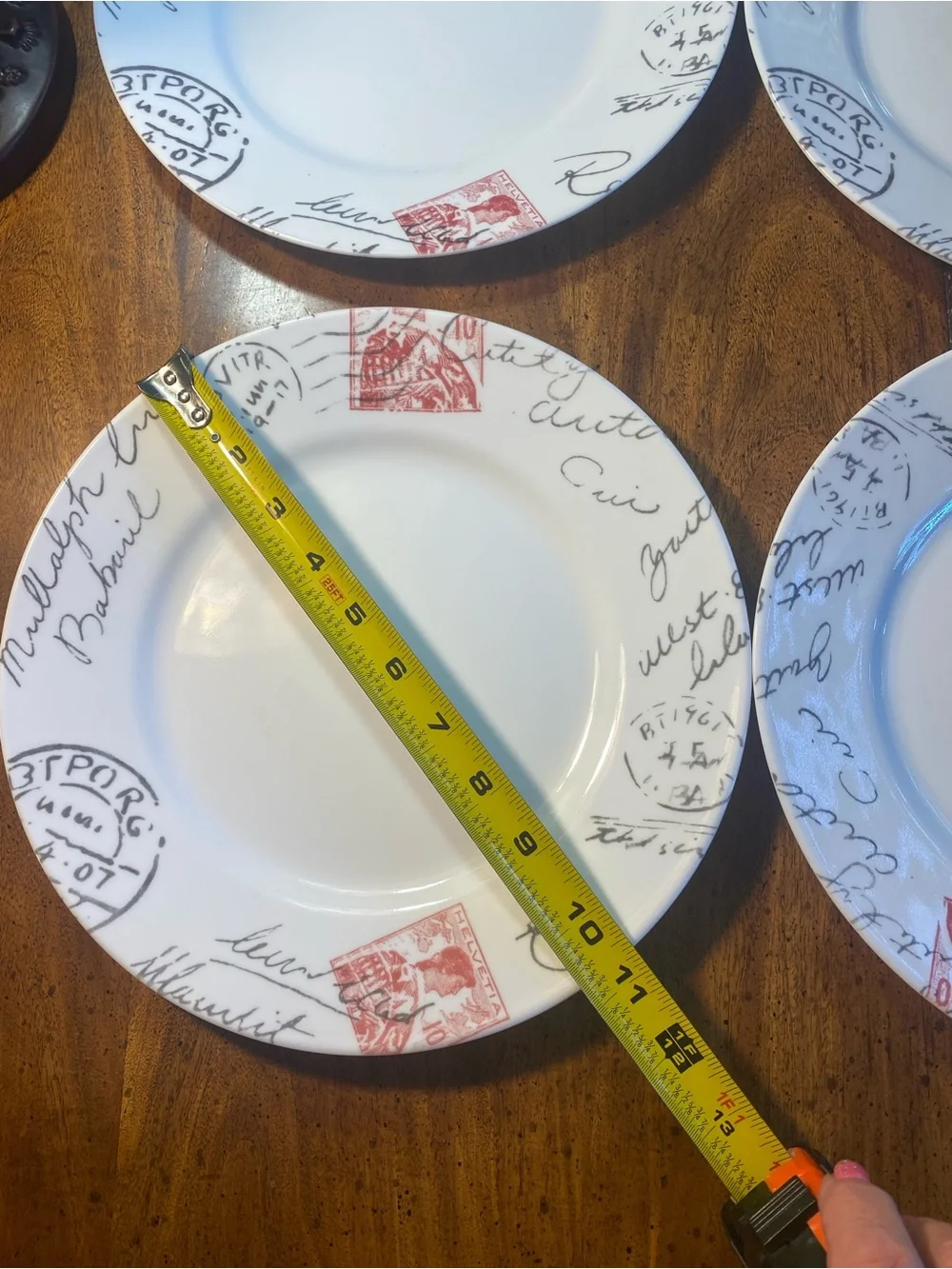 Corelle Sincerely Yours Postage Stamp 10 3/4”Dinner Plates - Set of 4